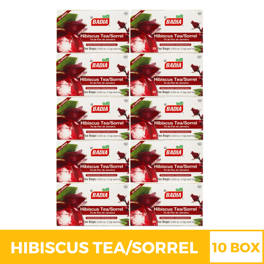 10 Pack Badia Hibiscus Tea Te de Flor de Jamaica Natural Antioxidant - 10x25 CT