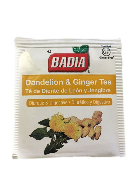 10 Pack Badia Dandelion & Ginger Tea Bags /Te Diente de Leon y Jengibre - 10x25