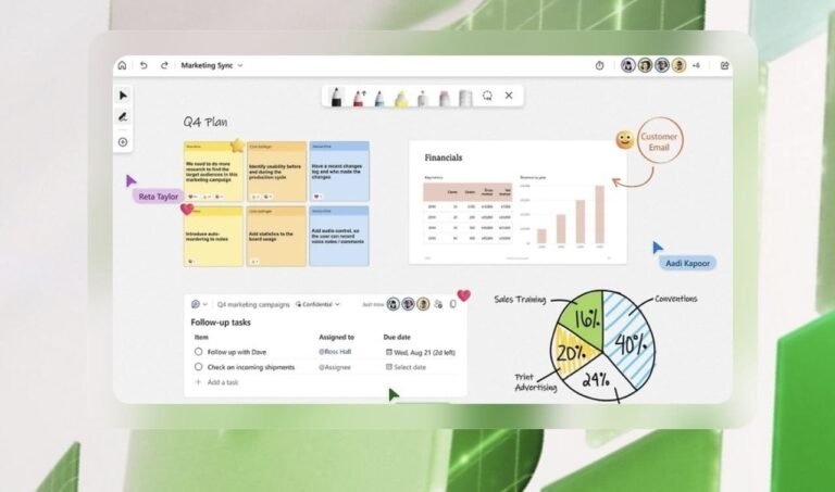 Microsoft Whiteboard collaboration tools for team projects and brainstorming