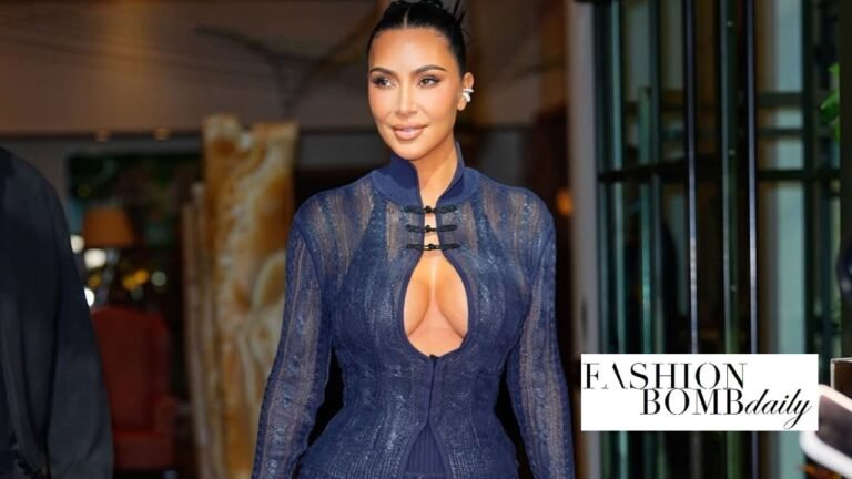 Kim Kardashian Stuns in a Midnight Blue Christian Dior SS99 by John Galliano Look in New York Kim Kardashian Stuns in a Midnight Blue Christian Dior SS99 by John Galliano Look in New York