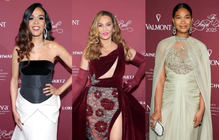 On the Scene at the 2025 Angel Ball: Tina Knowles in Burgundy Valdrin Sahiti, Michelle Williams in Black and White Bibhu Mohapatra, and More!