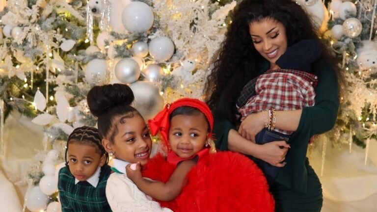 Cardi B Celebrates Christmas with Her Children in an Olive Green Bodycon Dress with Silver Metallic Heels Cardi B Celebrates Christmas with Her Children in an Olive Green Bodycon Dress with Silver Metallic Heels