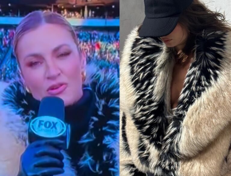 Erin Andrews Wore a $950 Auter The Fox Faux Fur Jacket While Commentating Game Day