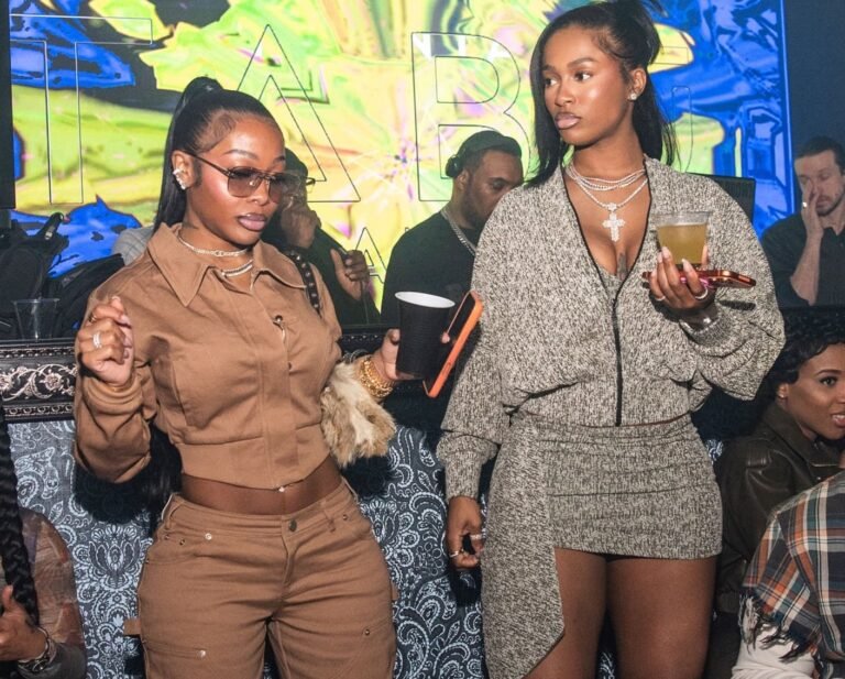 Jayda Cheaves in Brown CM Studios and Dess Dior in Neutral Tweed CouCoo Skirt Set at Tabu Saturdays