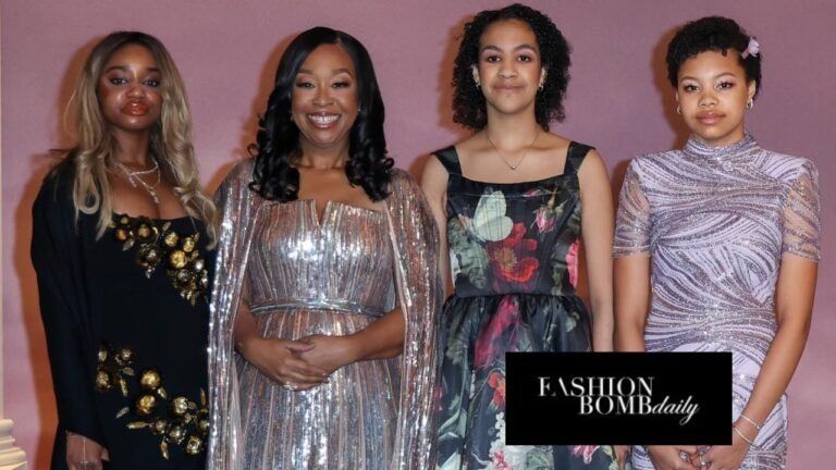 Shonda Rhimes Posed Alongside Daughters at the Bridgerton Season 4 Premiere in Paris in a $9,100 Elie Saab World Sequined Gown