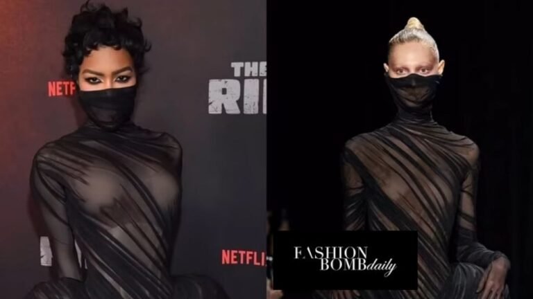 Teyana Taylor Makes a Statement in a Black Ashi Studio Haute Couture Look with Exaggerated Hips at Netflix's 'The Rip' Premiere of RIP