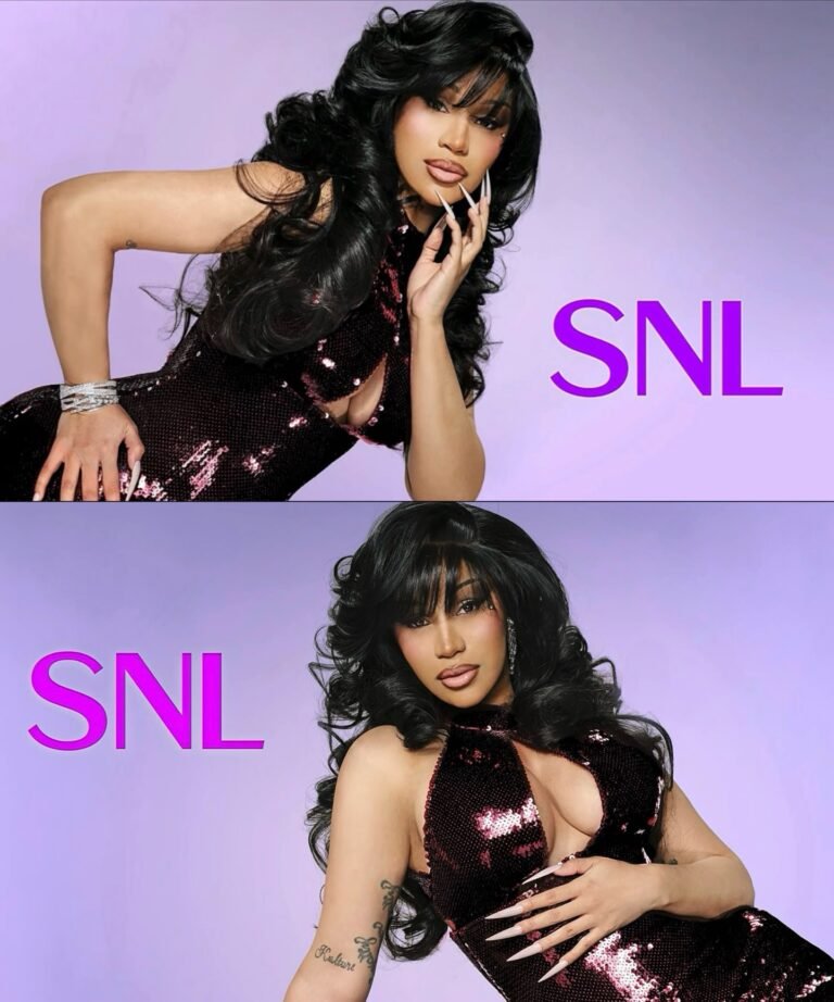 Cardi B S Saturday Night Live Promotional Photos Burgundy Sequined Sergio Hudson Halter Gown