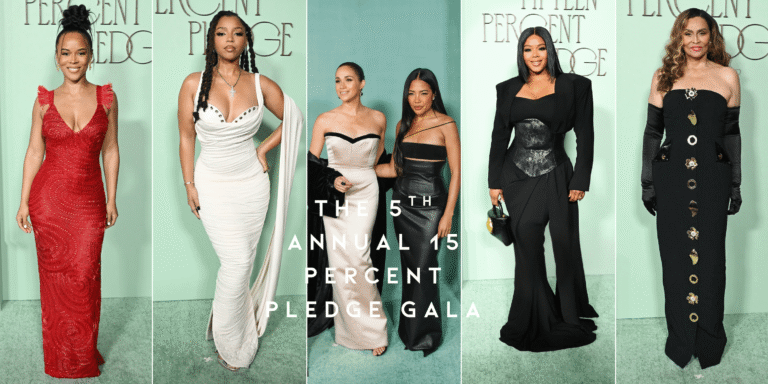 On the Scene at the 15 Percent Pledge Gala: Tina Knowles and Meghan Markle in Harbison, Claire Sulmers in Ant Lamourr, and more!