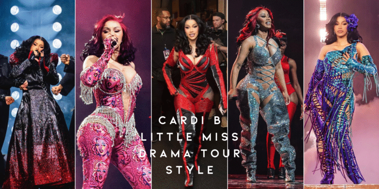 On Stage at the Little Miss Drama Tour: Cardi B in Teal, Plaid, and Red Crystal-Embellished Bryan Hearns Looks