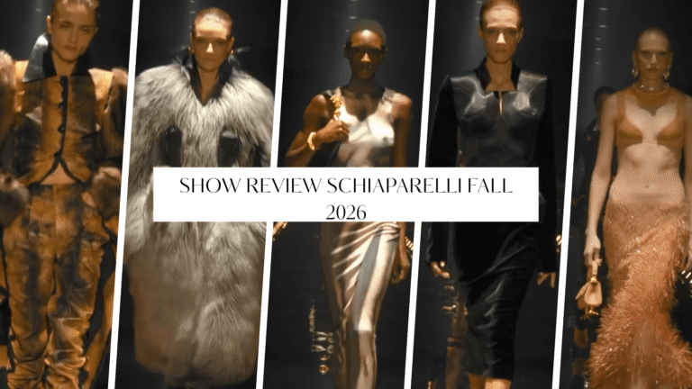 8989 Show Review Schiaparelli Fall 2026 At The Louvre With Sculptural Tailoring Sheer Knits And Faux Fur Coats
