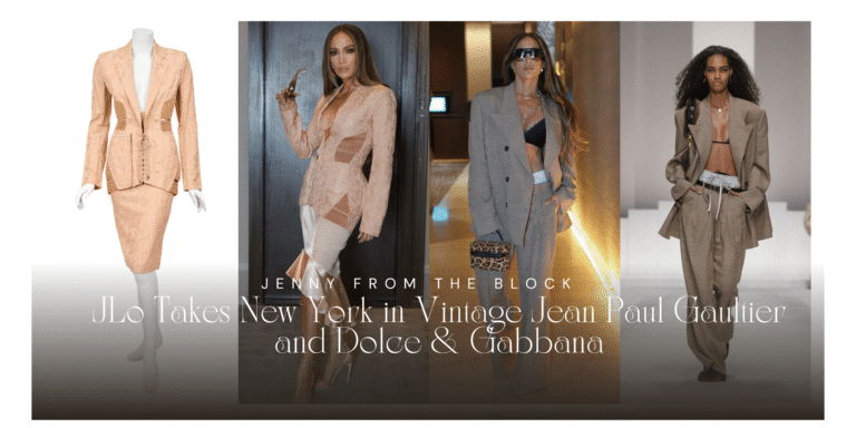 90909 J LO Takes NYC In Vintage Blush Jean Paul Gaultier And Dolce Gabanna Spring 2026 Suit With Boxers